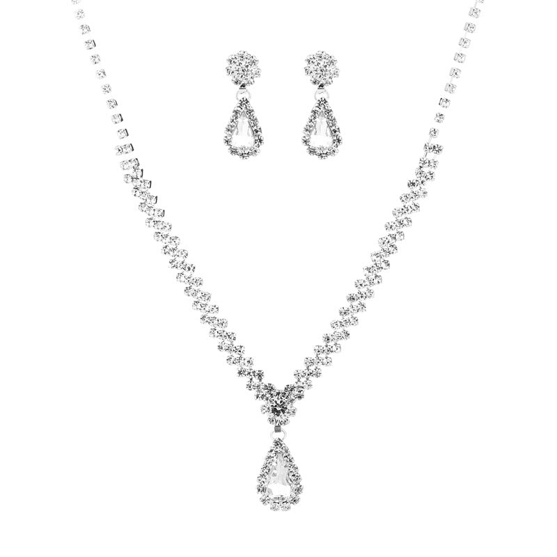 Beautiful Fashion Bride Full Rhinestone Tassel Jewelry Set