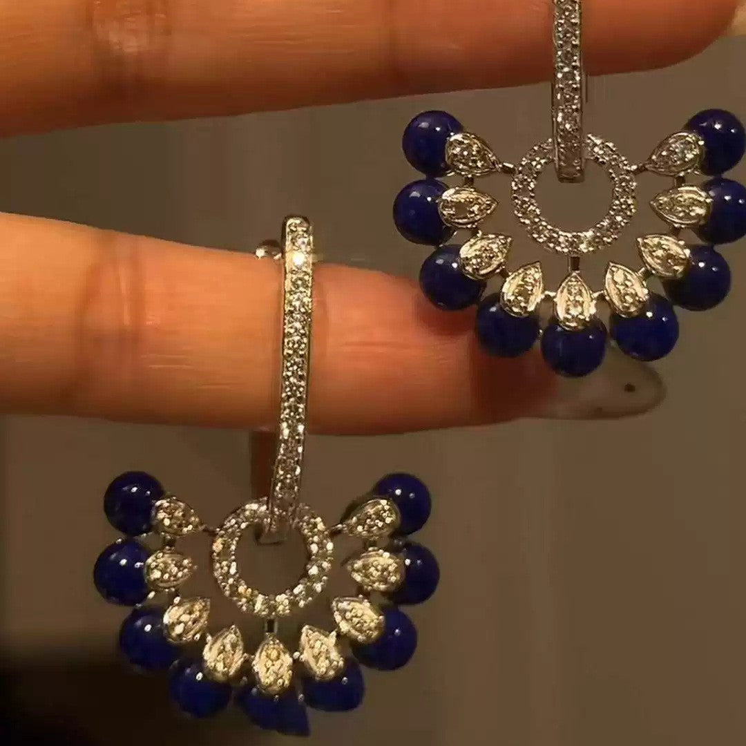 Women's Dark Blue Scallop Retro Affordable Luxury High-grade Temperament Niche Earrings