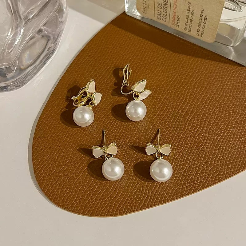 Bow Ear Clip Without Pierced Female Trendy Design High-grade Light Earrings