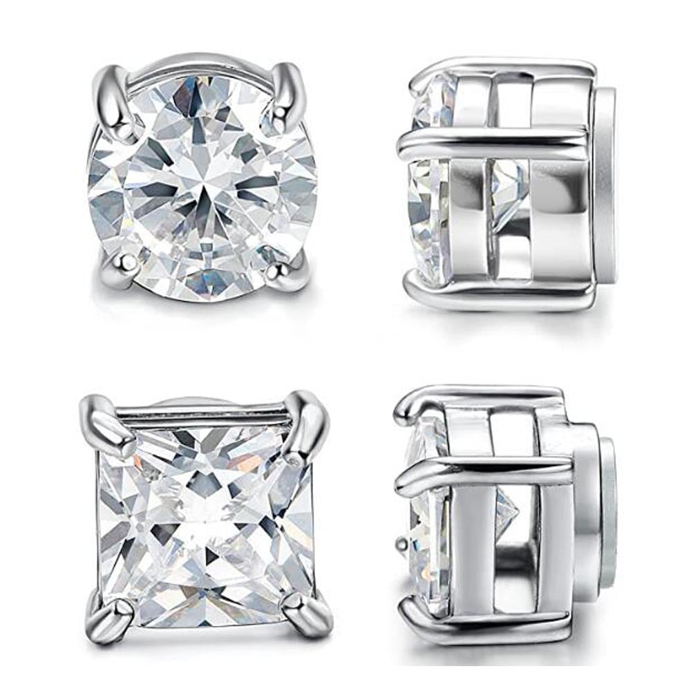 Men's Stainless Steel Zircon Magnet Black White Rings