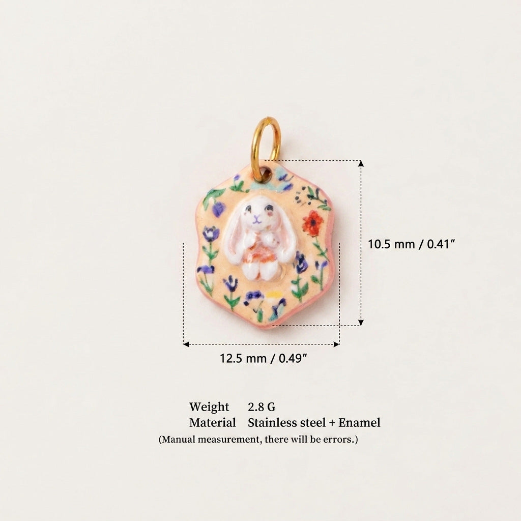 Cartoon Rabbit Long Star Printing Series Gold Color Pendants
