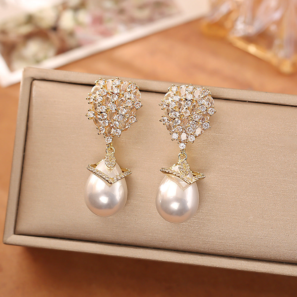 Water Drops Pearl Fashion High Sense Light Luxury Elegant Female Earrings