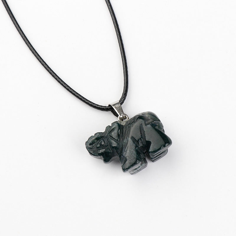 Crystal Carved Natural Agate Stone Tiger Eye Animal Pendant