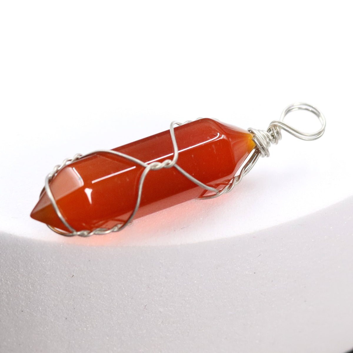 Pink Crystal Winding Hexagon Prism Handmade Pendants