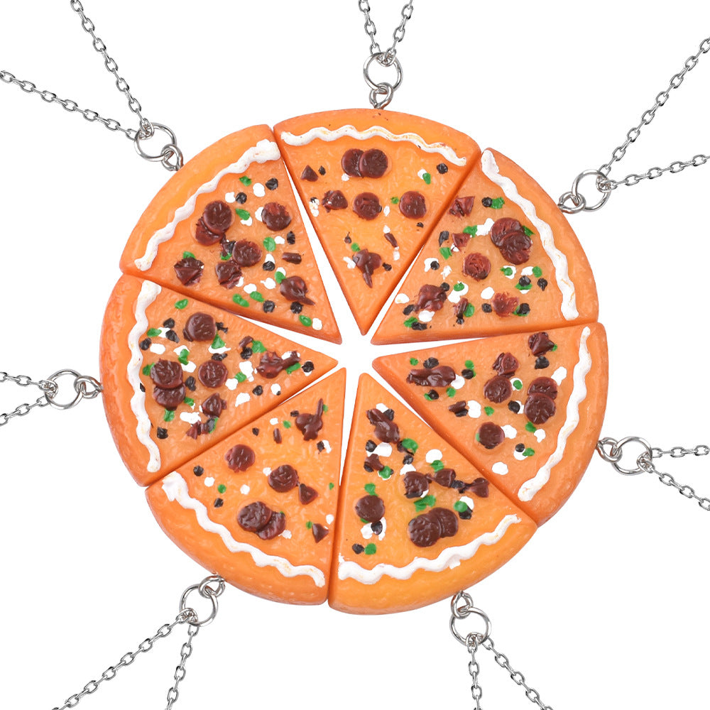 Round Stitching Pizza Good Friend Girlfriends Necklace
