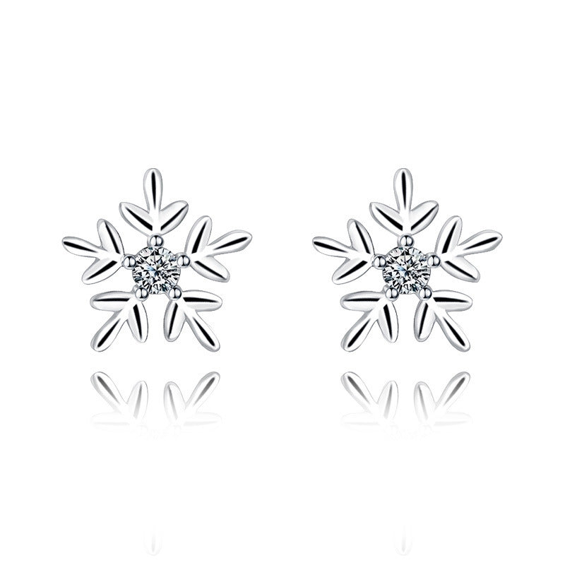Stylish Graceful Simple Snowflake Ear Female Mori Sweet Stud Earrings