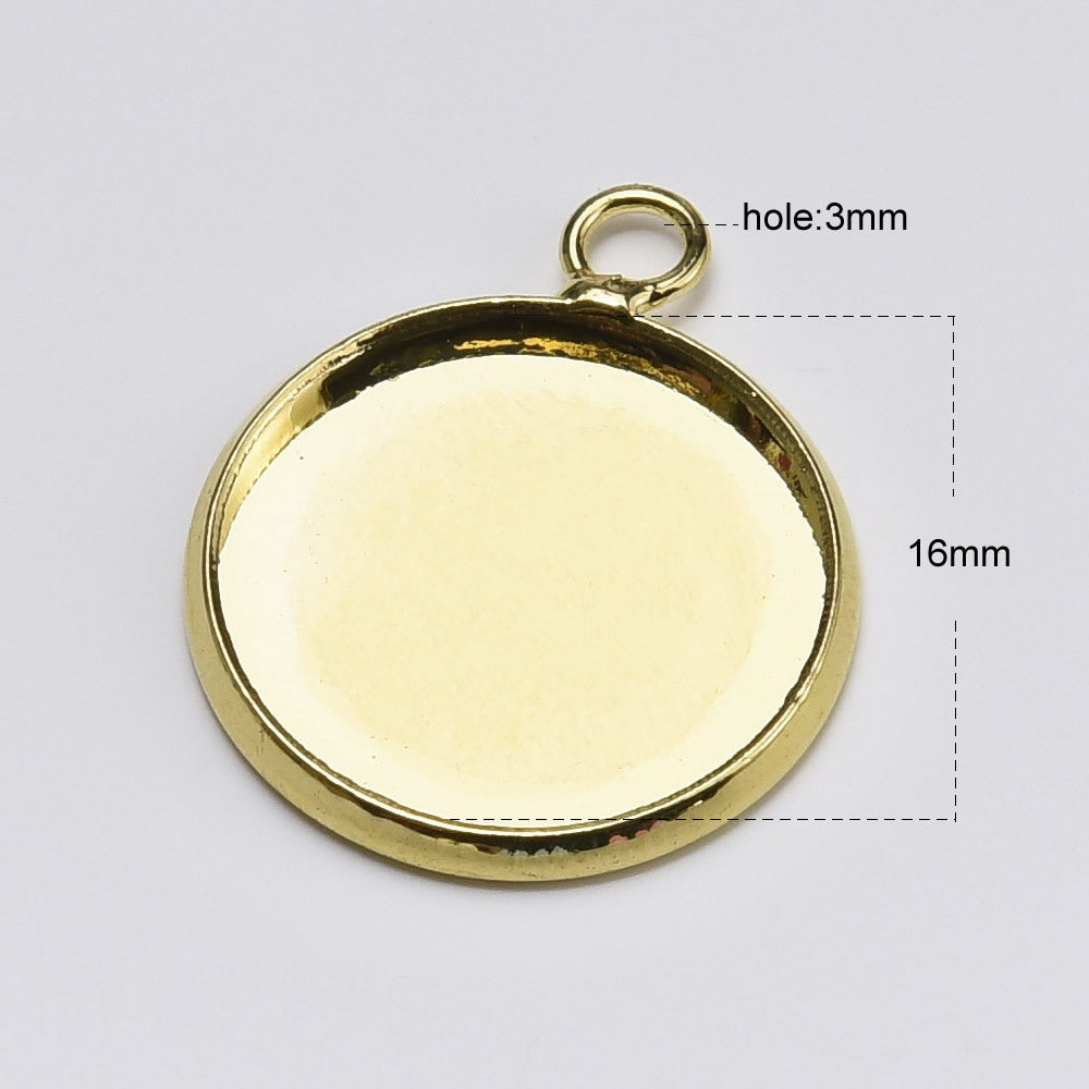 Round Simple Electroplating Time Stone Empty Pendant