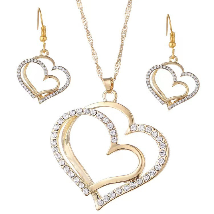Wedding Dinner Double Love Heart Shaped Earrings