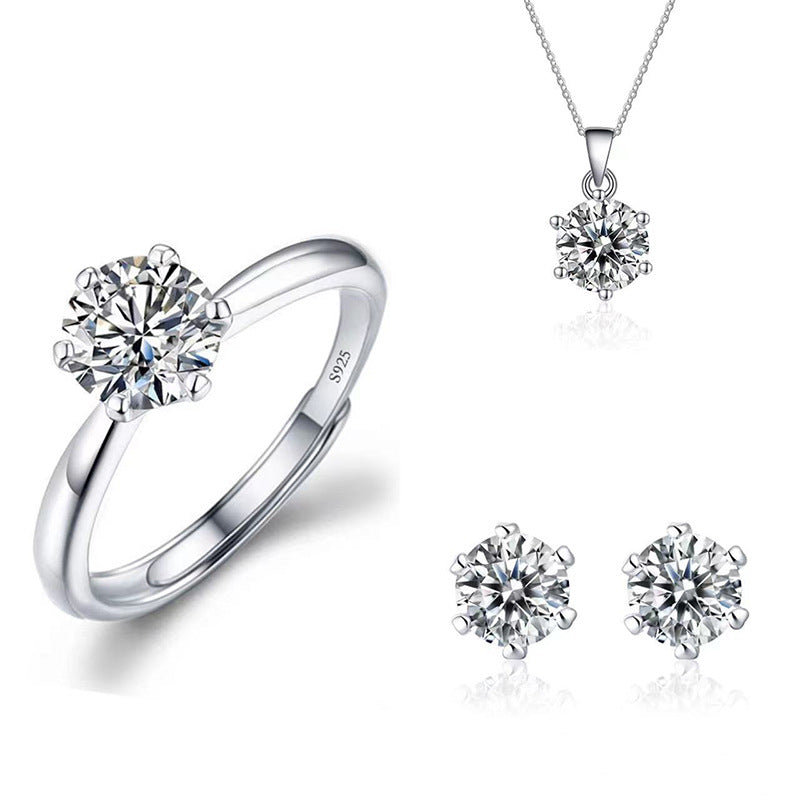 Imitation Moissanite Three-piece Zircon Temperament Ear Earrings