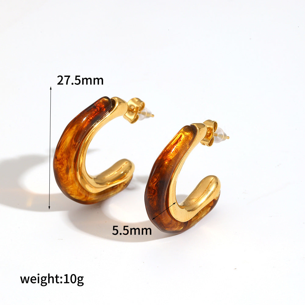 Elegant Resin Graceful Personality Style Amber Jewelry Set