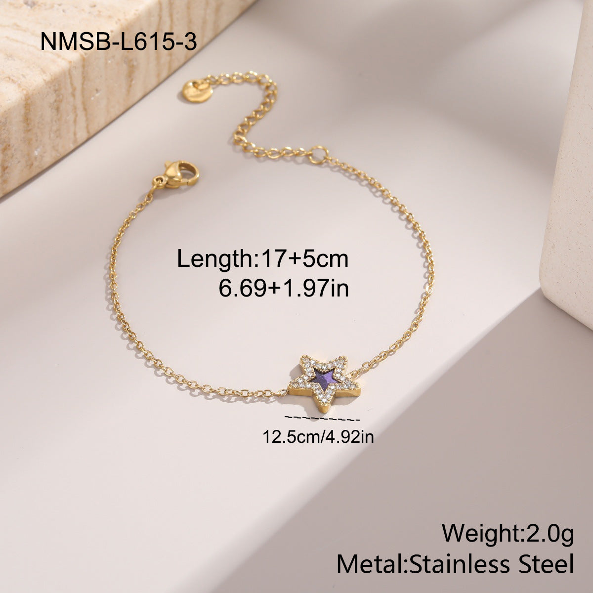 Women's Pentagram Zircon Design Simple Graceful Bracelets