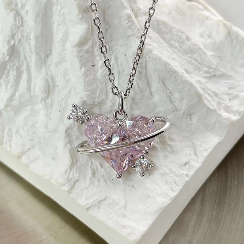 Light Luxury Sweet Temperament Pink Diamond Necklaces