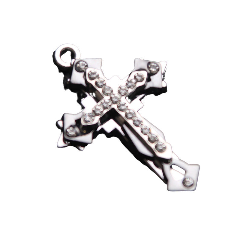 Women's & Men's Cool Diamond Two-color Cross Stitching Alloy Necklaces