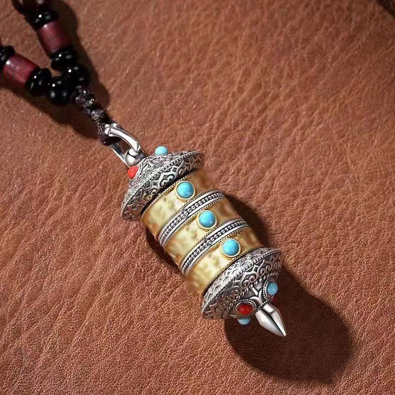 Women's Rotatable Tibetan Lotus Retro Style Advanced Pendant