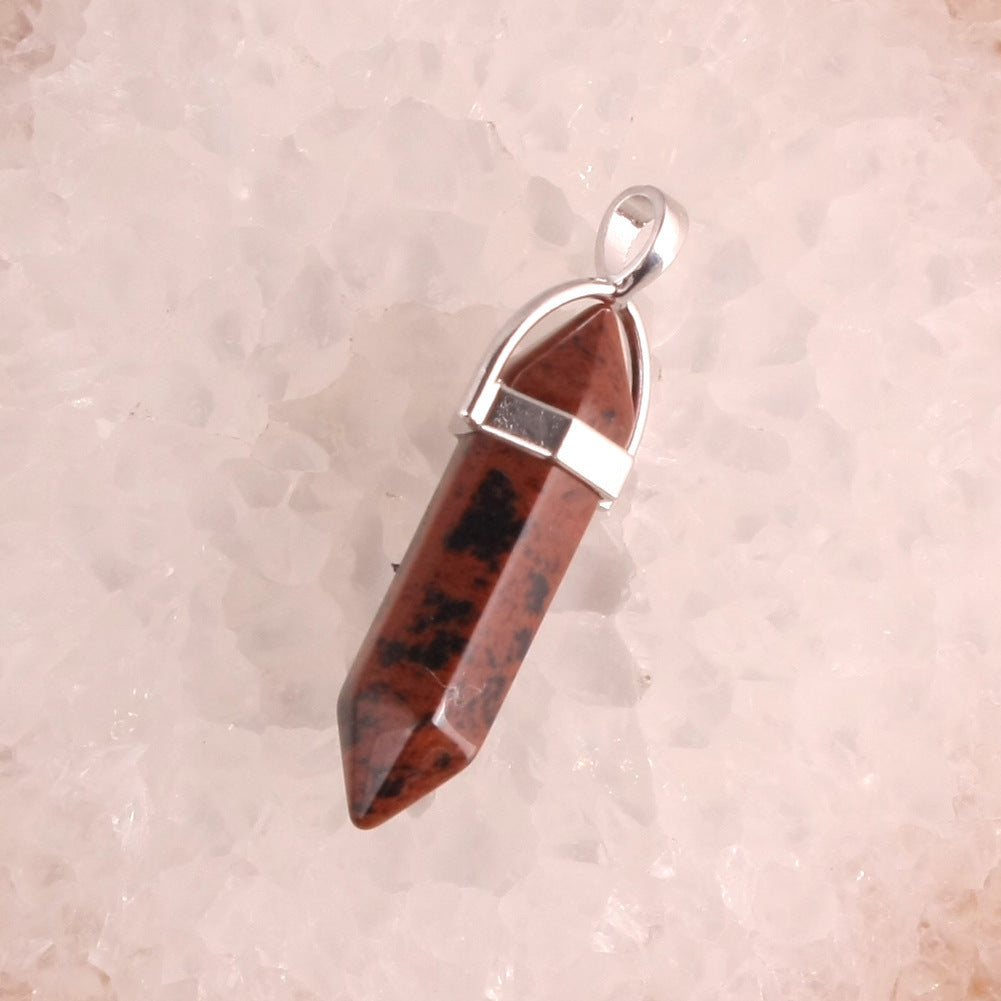 Stone Crystal Agate Bullet Hexagon Prism Pendant