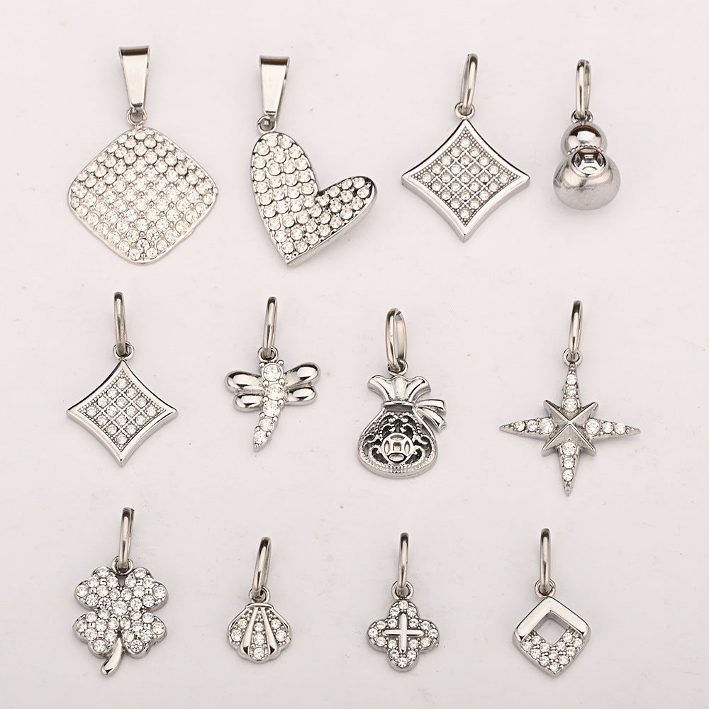 Vacuum Plating White Zirconium Four-leaf Clover Purse More Than Asterism Pendant