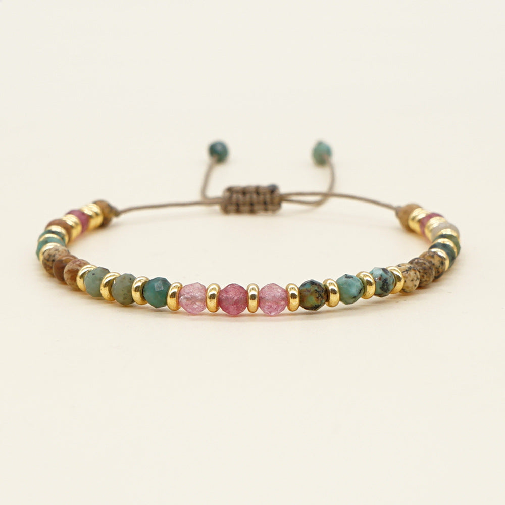 Pulling Rope Design Retro Style Colorful Stone Bracelets