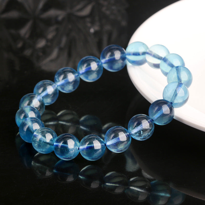 Natural Aquamarine Collection Grade Brazil Devil Blue Classic Round Bracelets
