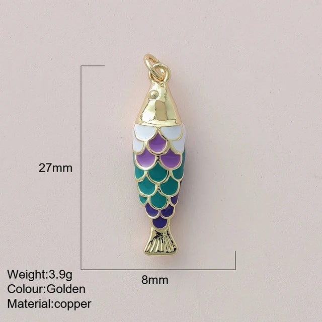 Color Enamel Fish Copper Drop Oil Pendant