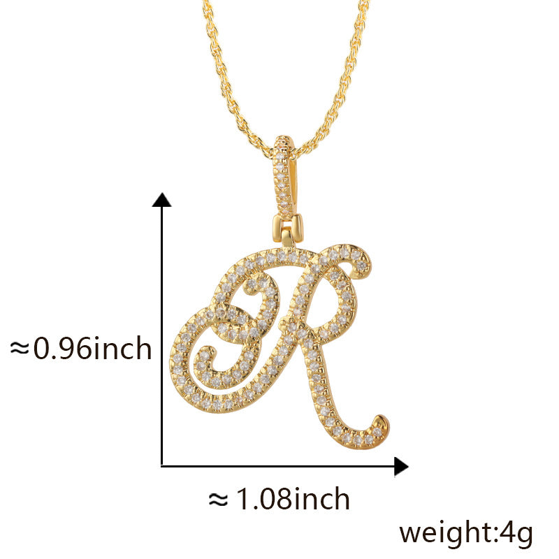 Hop Flower Body Grass English Letter Niche Style Inlaid Zircon Pendants
