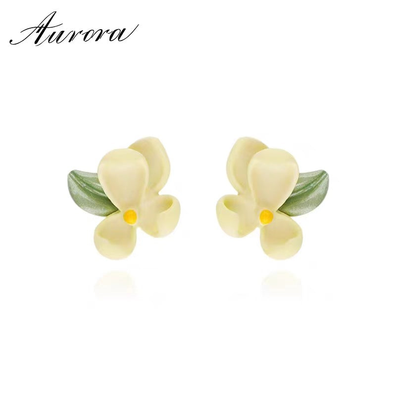 Women's Gardenia Fresh Flowers Spring Niche Design Earrings