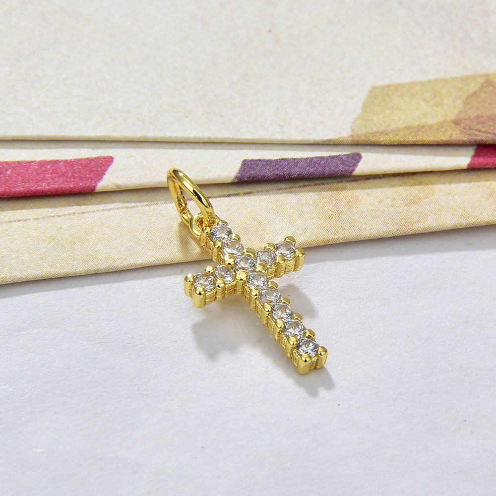 Women's Copper Inlaid Zircon Cross Geometric Full Necklaces