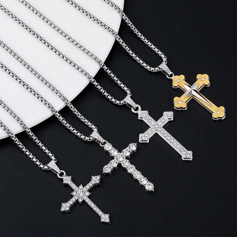 Cross Titanium Steel Light Luxury Minority Male Hip Hop Couple Pendants