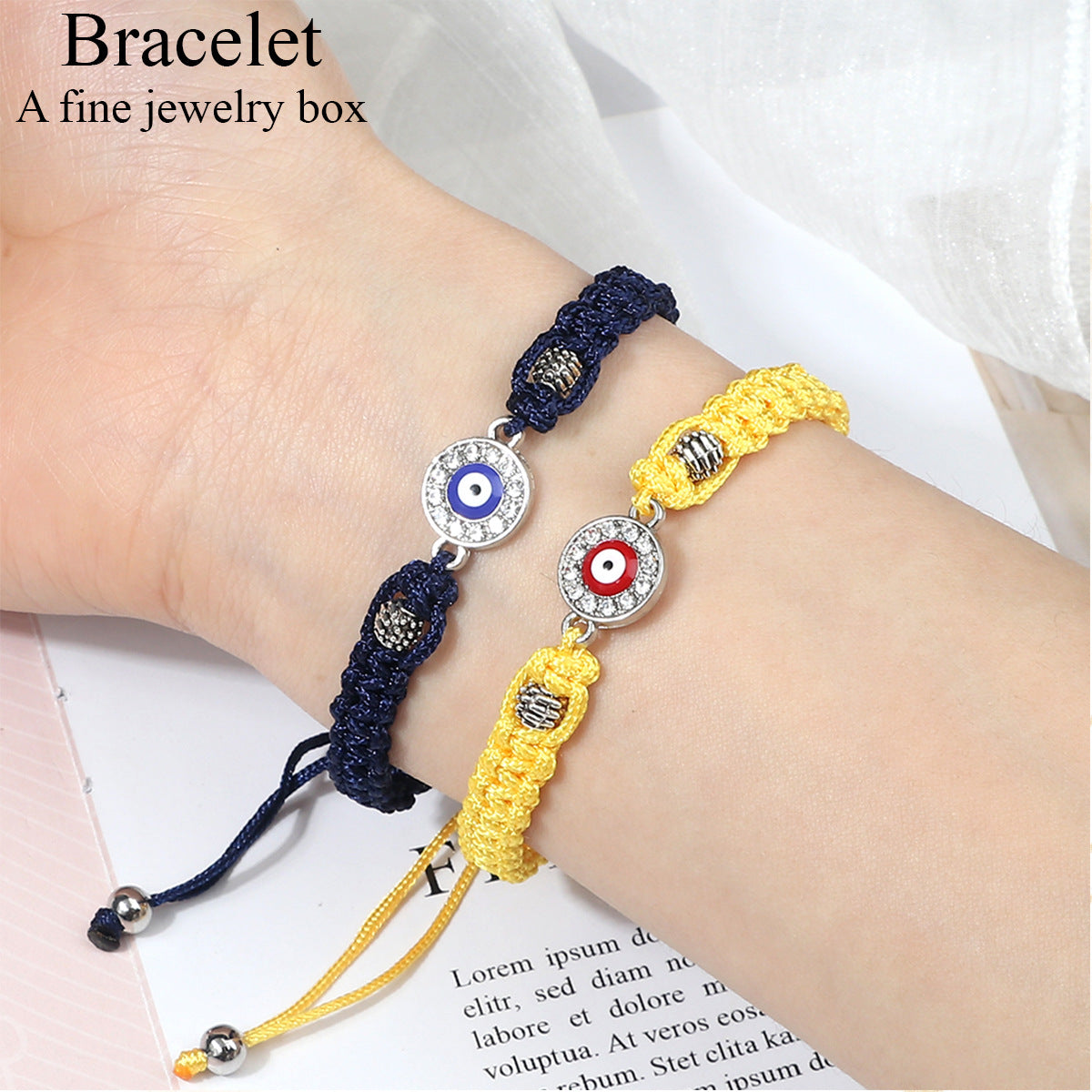 Sier Color Spacer Beads Flat Knot Personality Round Diamond Eye Bracelet