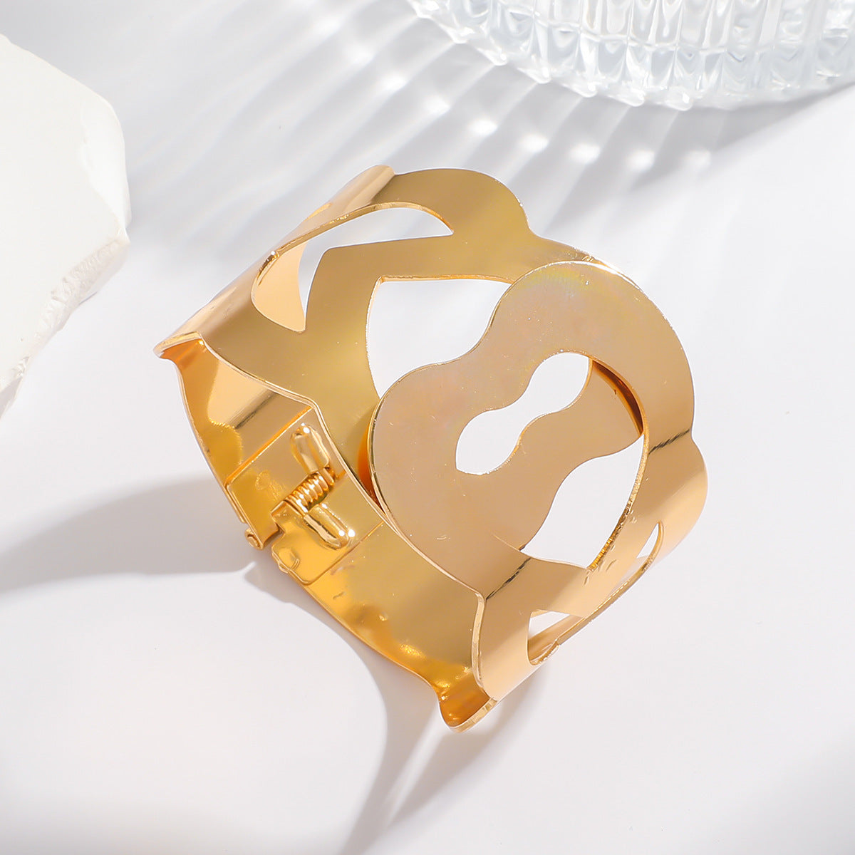 French Simplicity Design Sense Open-end Polished Niche Retro Hollow Bracelets