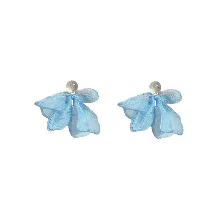 Chiffon Niche Flower Design High Class Elegant Stud Earrings