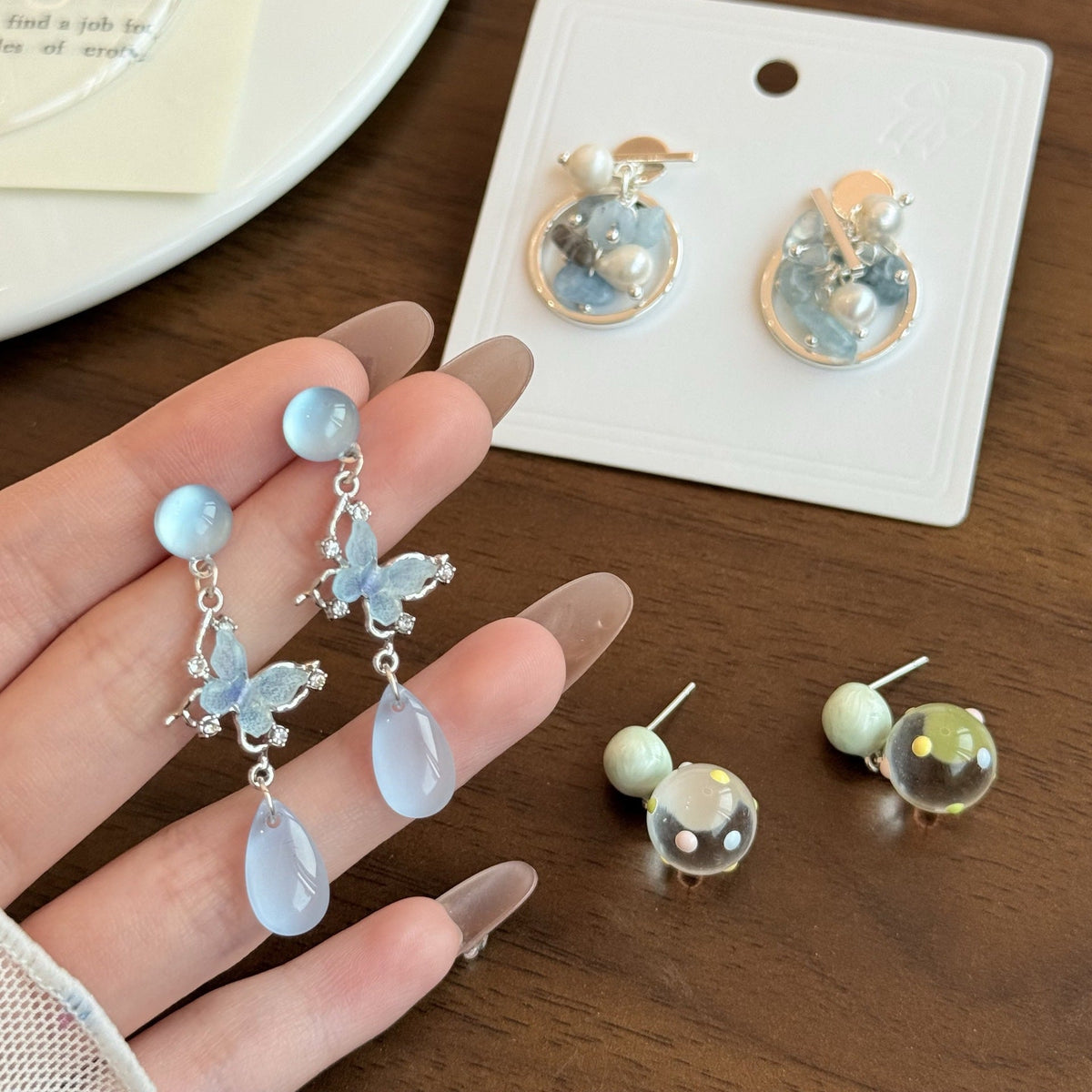 Women's Fantasy Gradient Butterfly French Water Drop High Sense Niche Earrings