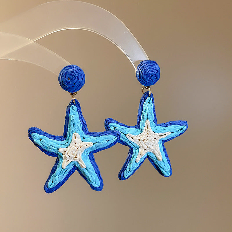 Summer Super Fairy Vacation Style Blue Flower Tassel Fashion Elegant Rings