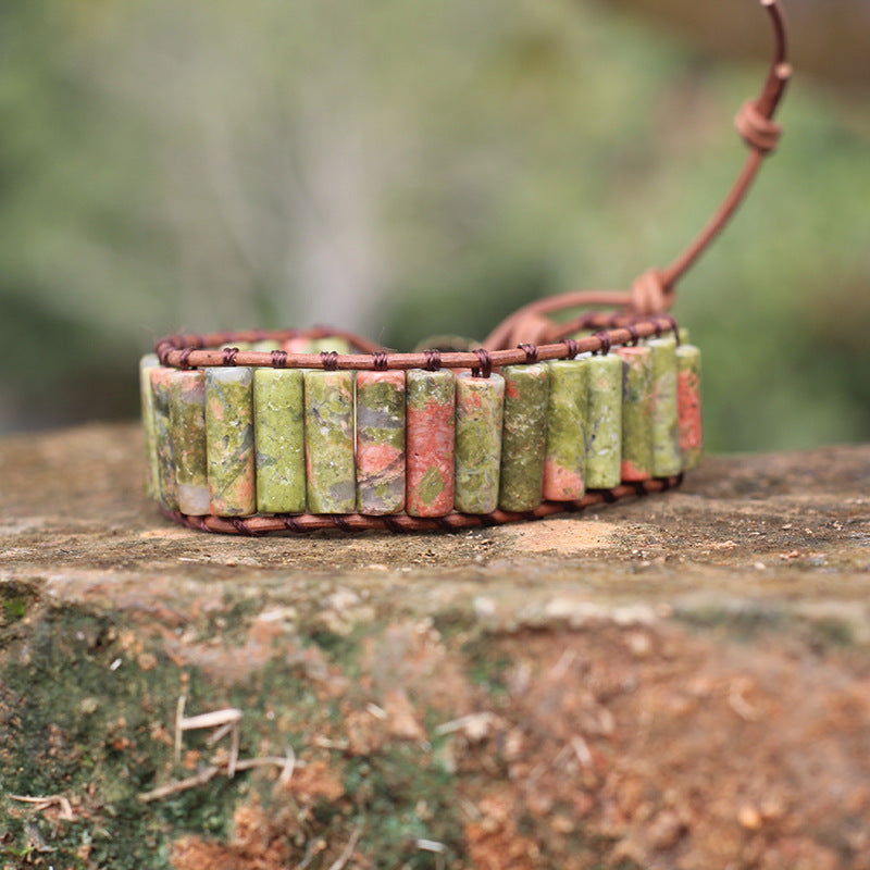 Bohemian Style Natural Stone Lan Di Royal Vintage Hand-woven Bracelet