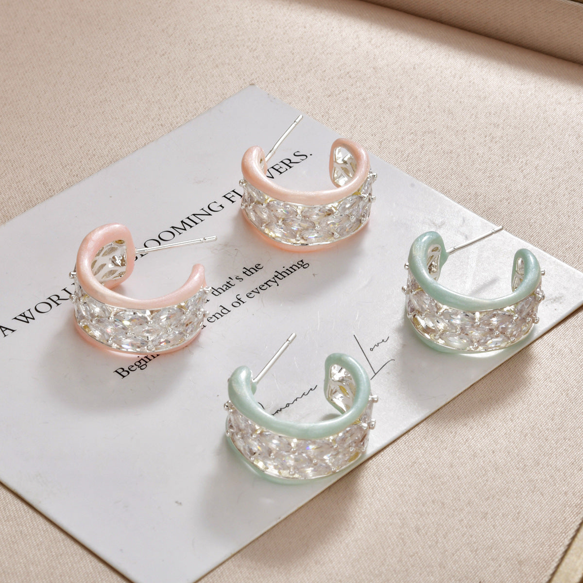 Women's Zirconium Dripping Oil Ear Clip Fashion Temperamental Minority High Sense Stud Earrings