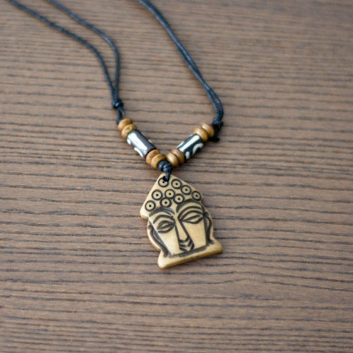 Nepal Yak Bone Hand Carved Six Pendant