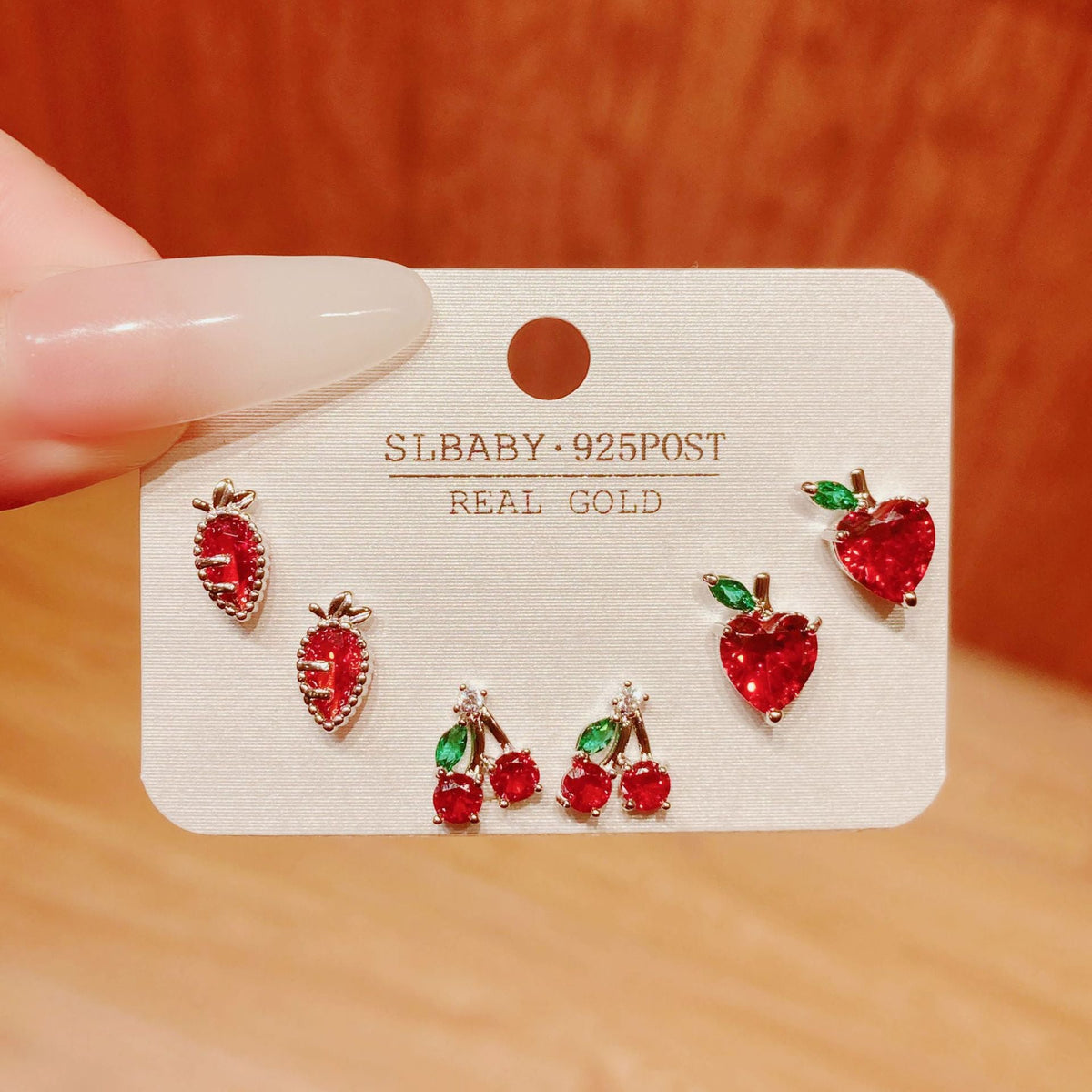 Horse Angola Red Female Cherry Camellia Stud Earrings