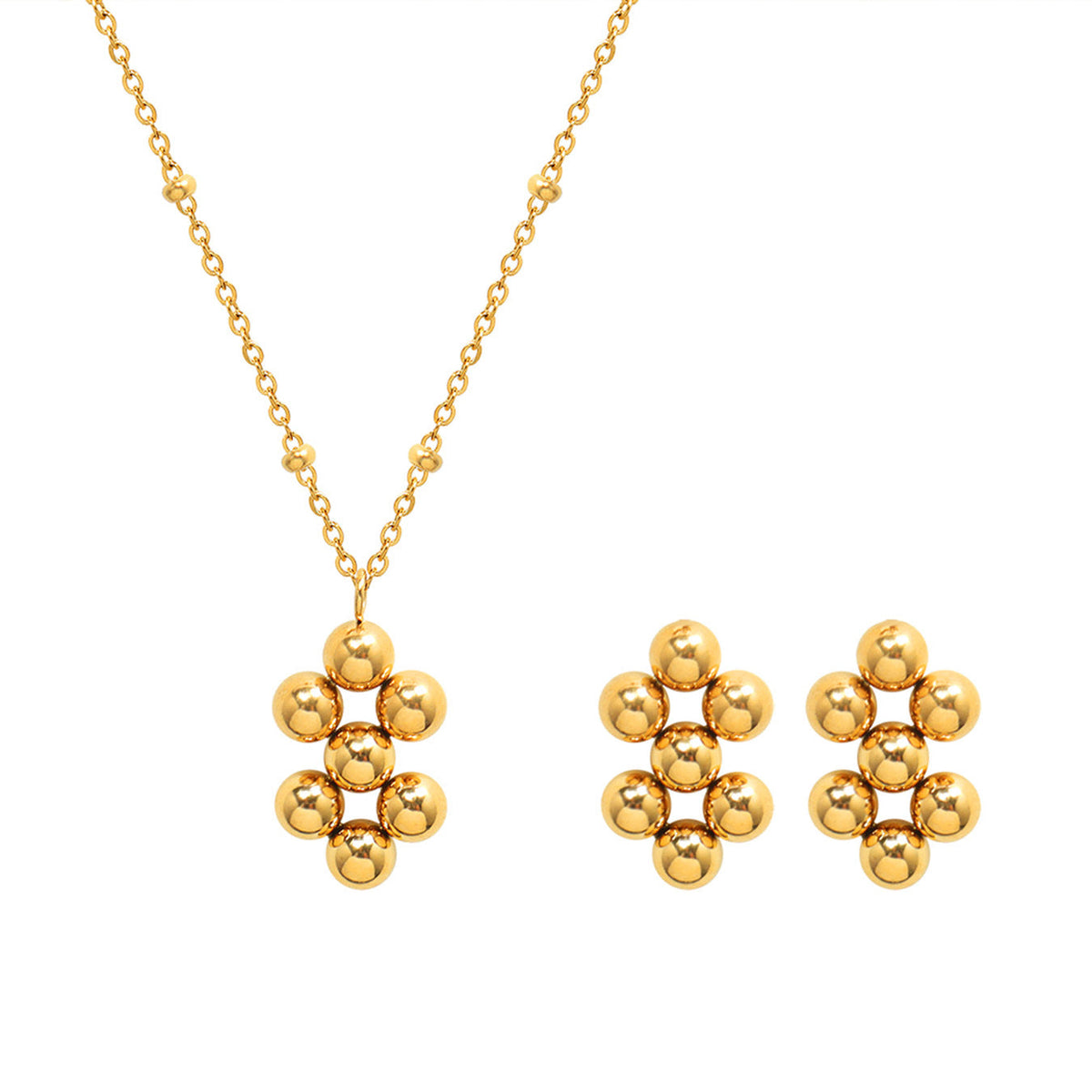 Niche Geometric Steel Ball Stitching Ear Design Fashion Simple Jewelry Set
