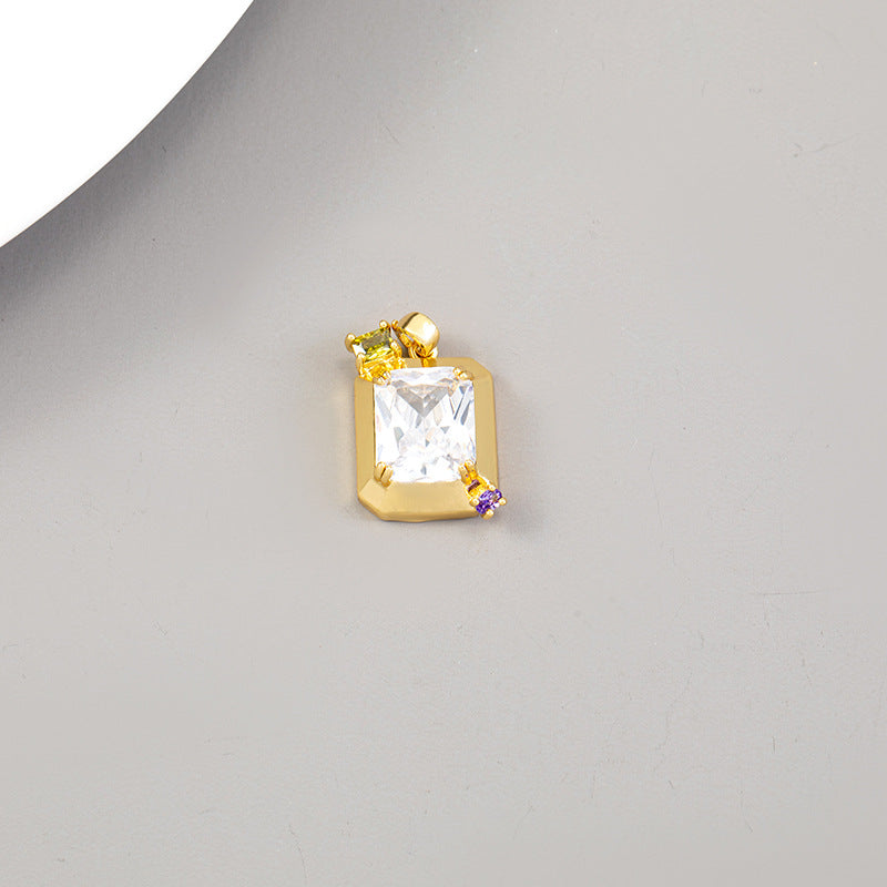 Cool Innovative Single Inlaid Square Gem Pendant