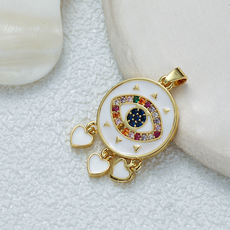 Women's Gold Eye Style Single Inlaid Color Zircon Trendy Dripping Palm Pendants