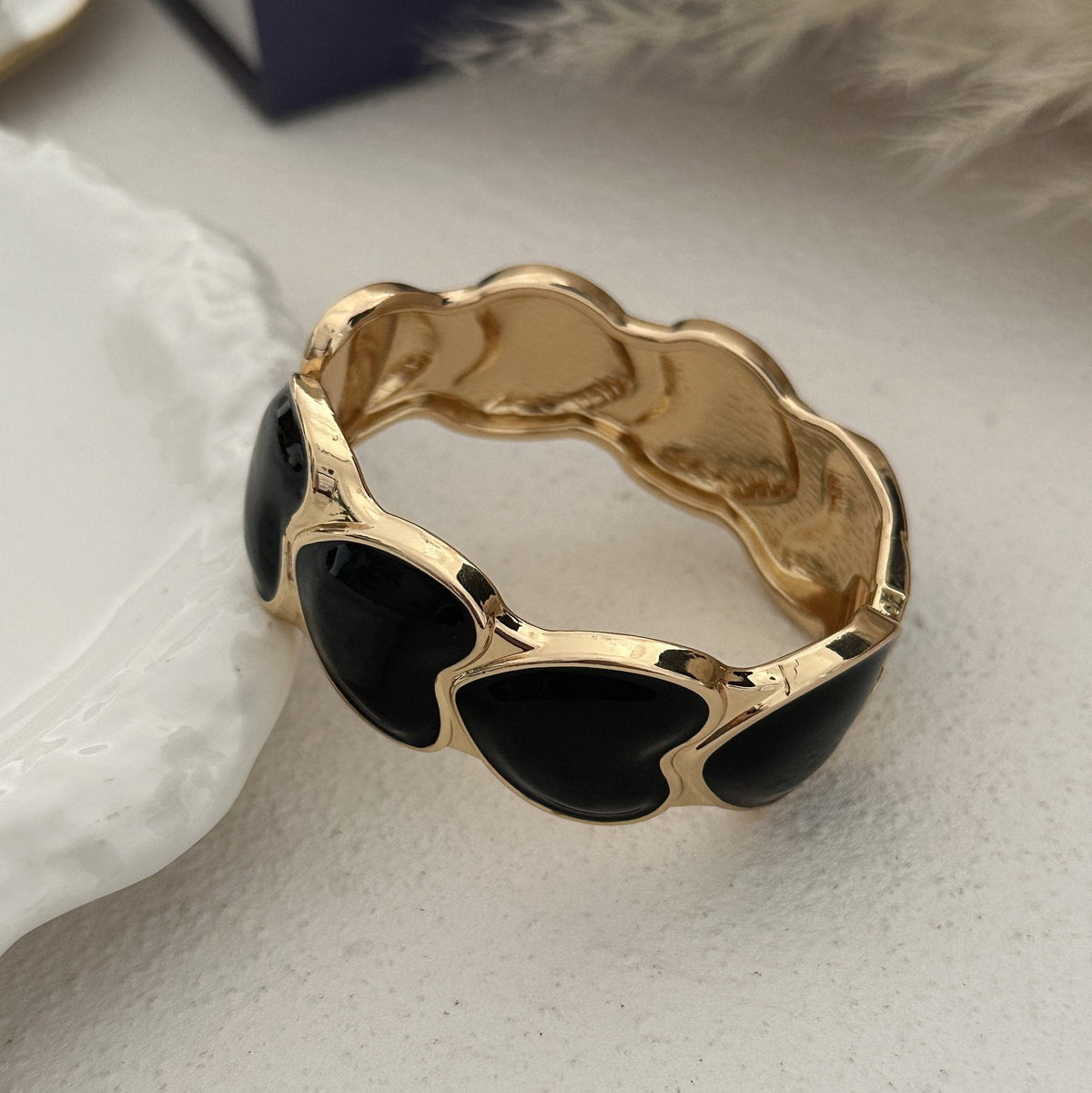 Women's Dripping Oil Open-ended Light Luxury Wave Bamboo Joint Twin Alloy Bracelets