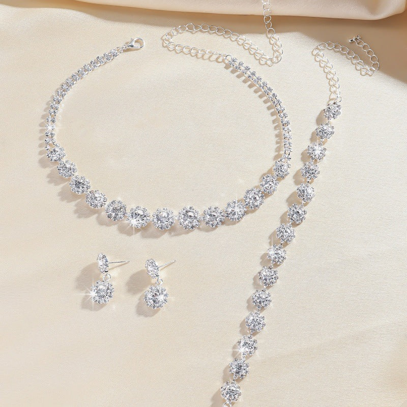 Bridal Wedding Gorgeous Light Luxury Rhinestone Jewelry Set
