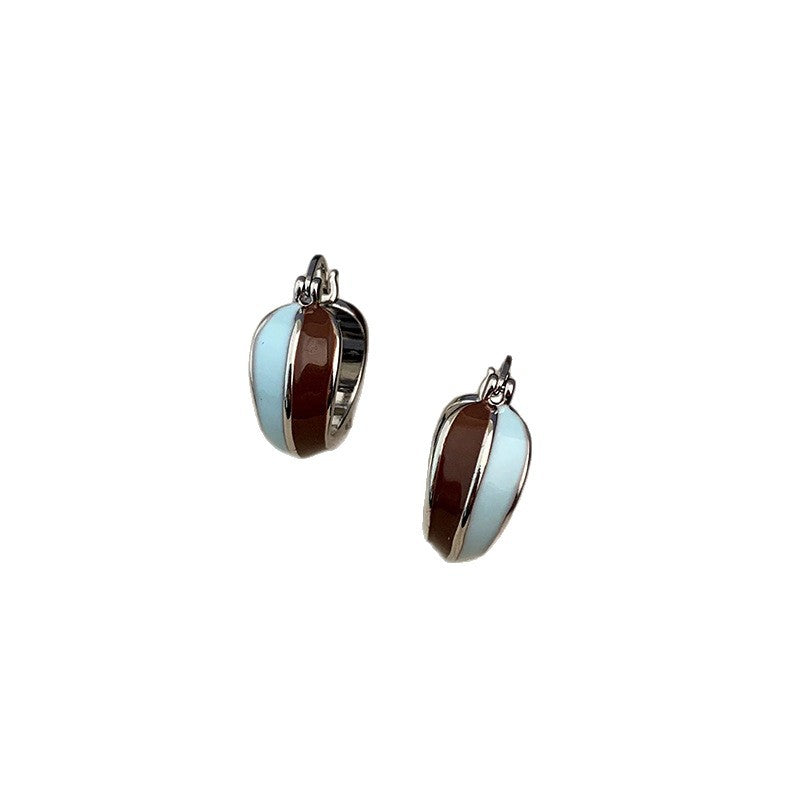Women's Contrast Color Drip Glazed Style Fashion Personality Ear Clip Elegant Earrings