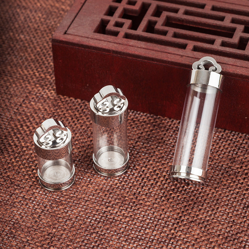 Steel Bottle Charm Tube Shell Can Hold Cinnabar Scriptures Pendant