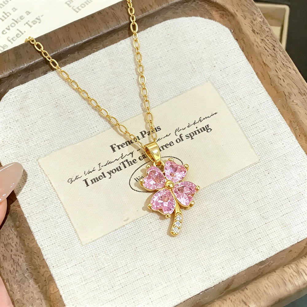 Women's Korean Creative Four-leaf Clover Titanium Steel Necklace
