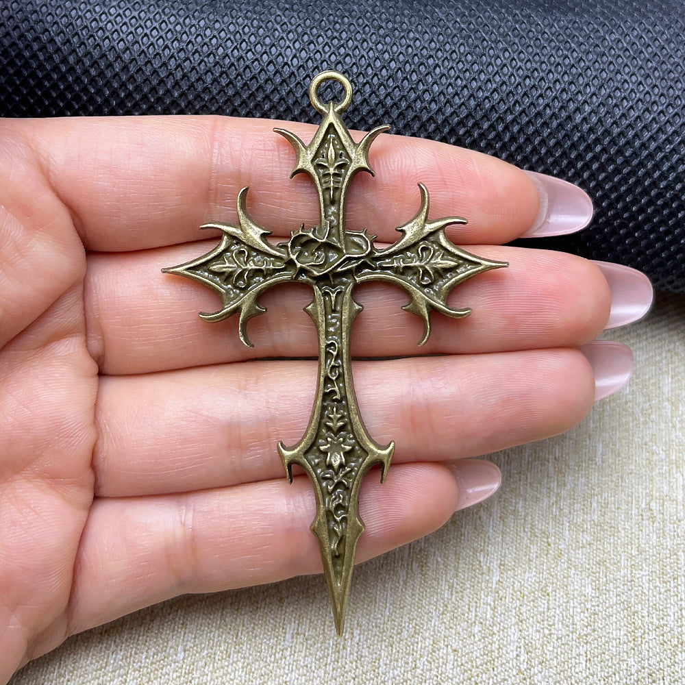 Gothic Cross Ethnic Pattern Alloy Sweater Chain Pendants