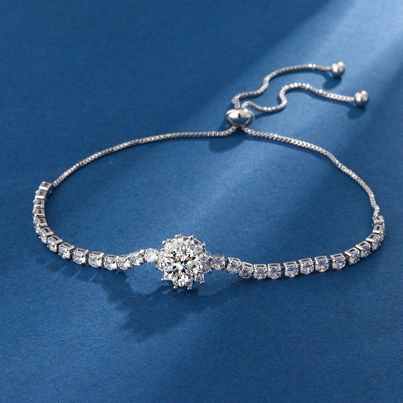 Sunflower Pull Moissanite Ear Live Broadcast Jewelry Set
