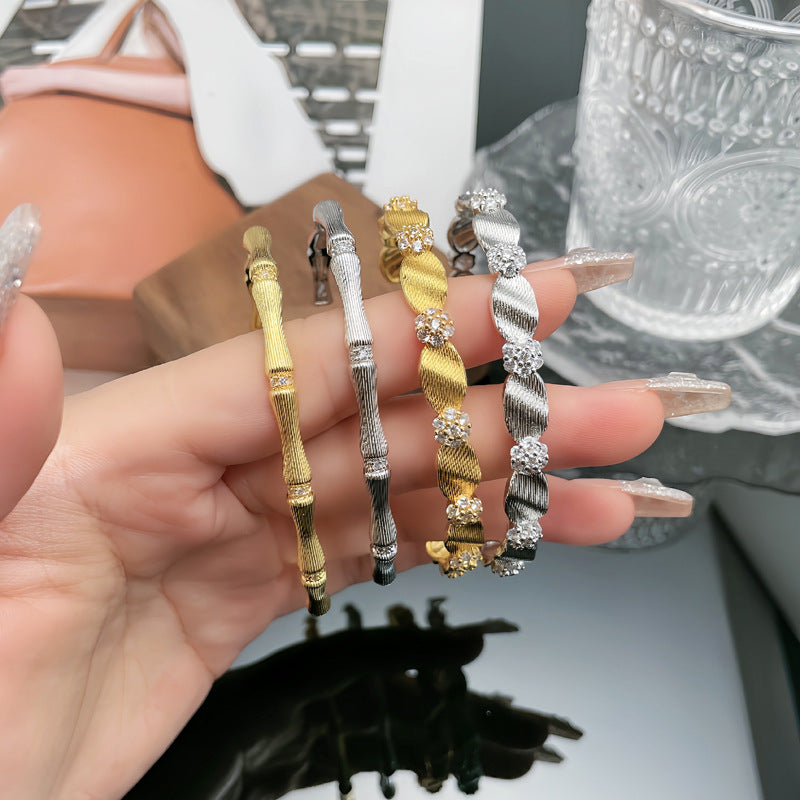 Flower Irregular Female Chinese Palace Style Bamboo Joint Exquisite Refined Bracelet