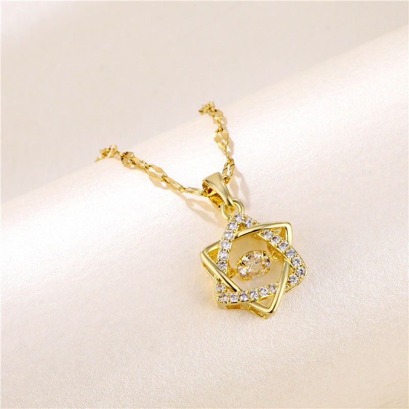 Women's Light Luxury Minority Design Sweater Chain Clavicle Six-pointed Necklaces