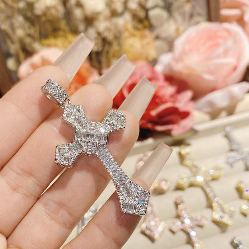 Full Diamond Cross Hip Hop Real Necklaces