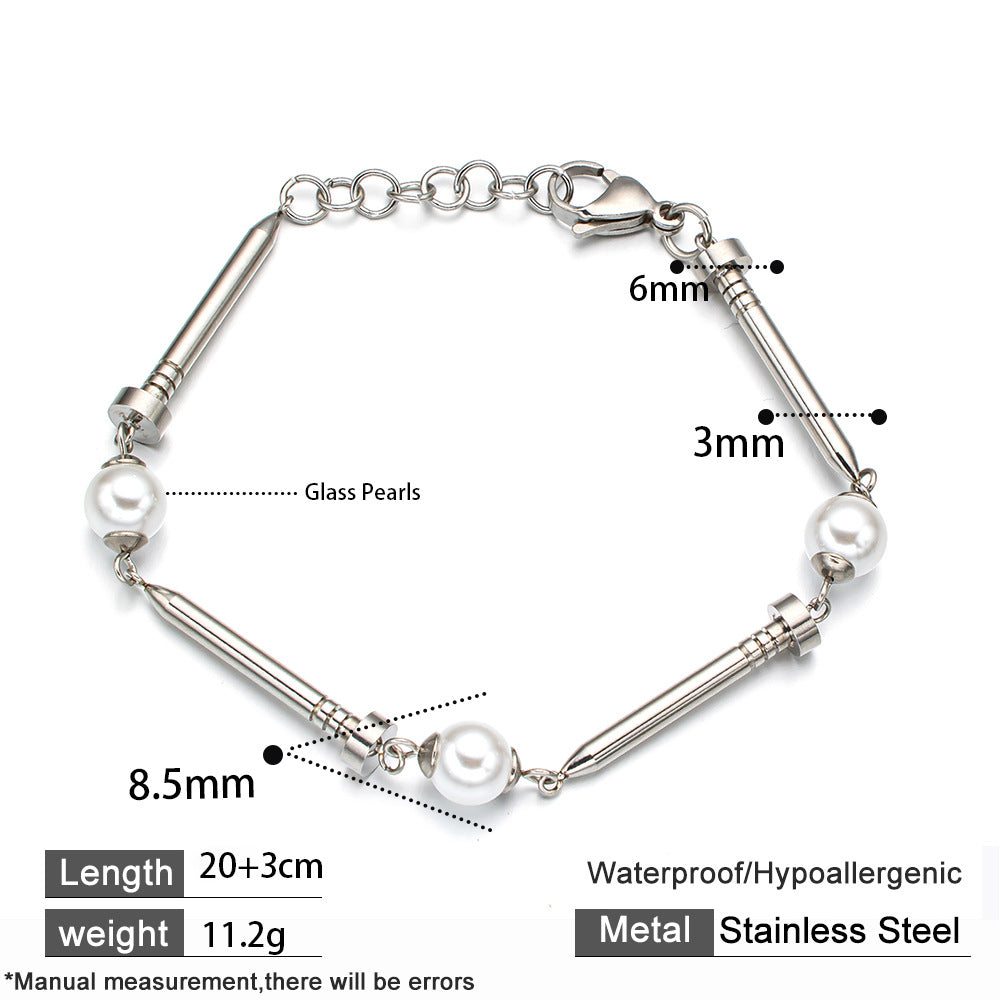 Wind Design Stainless Steel Nail With Natural Bracelet